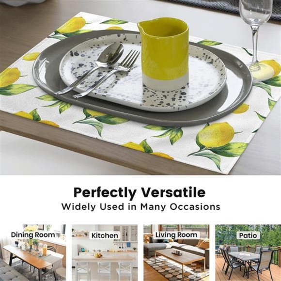 Set of 4 Placemats for Dining Table - Lemonade - 18 x 12 inch - Picture 7 of 7